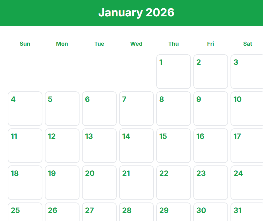 2026 Interactive Calendar