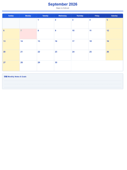 2026 Monthly Calendar (12 Pages) - Page 9