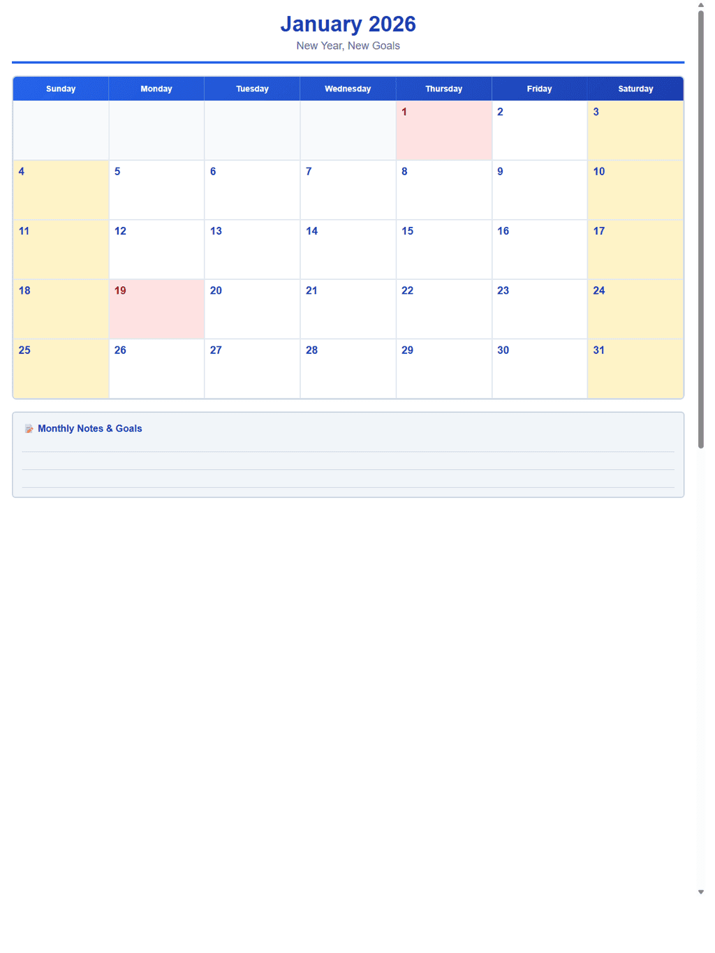 Social Media Content Calendar
