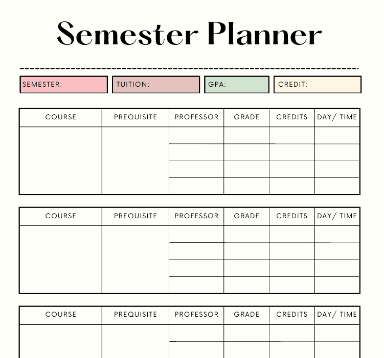 Student Semester Planner 2026