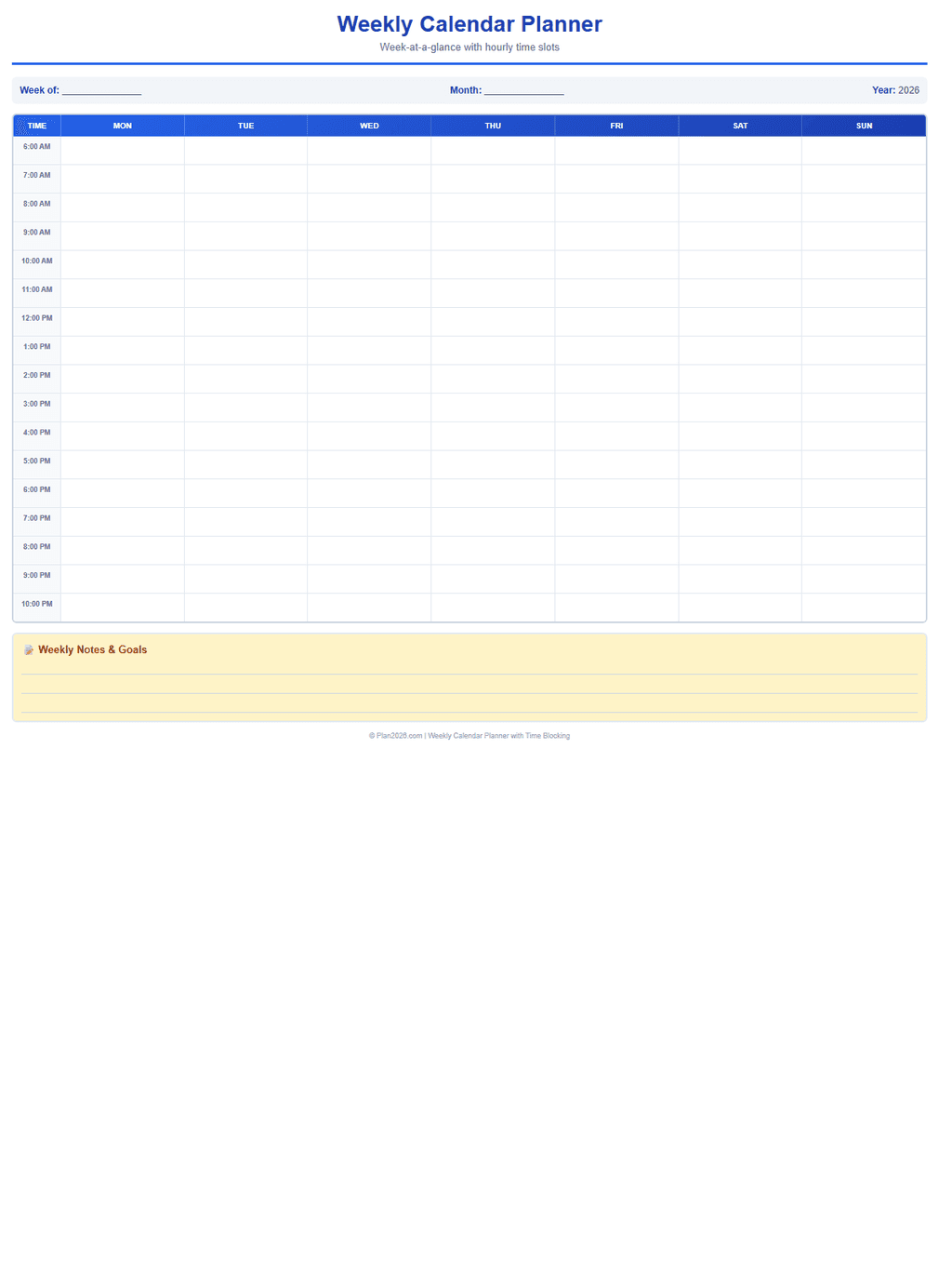 Weekly Calendar Planner
