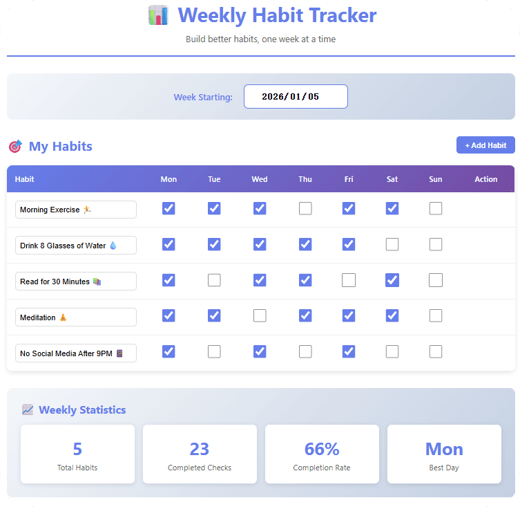 Weekly Habit Tracker