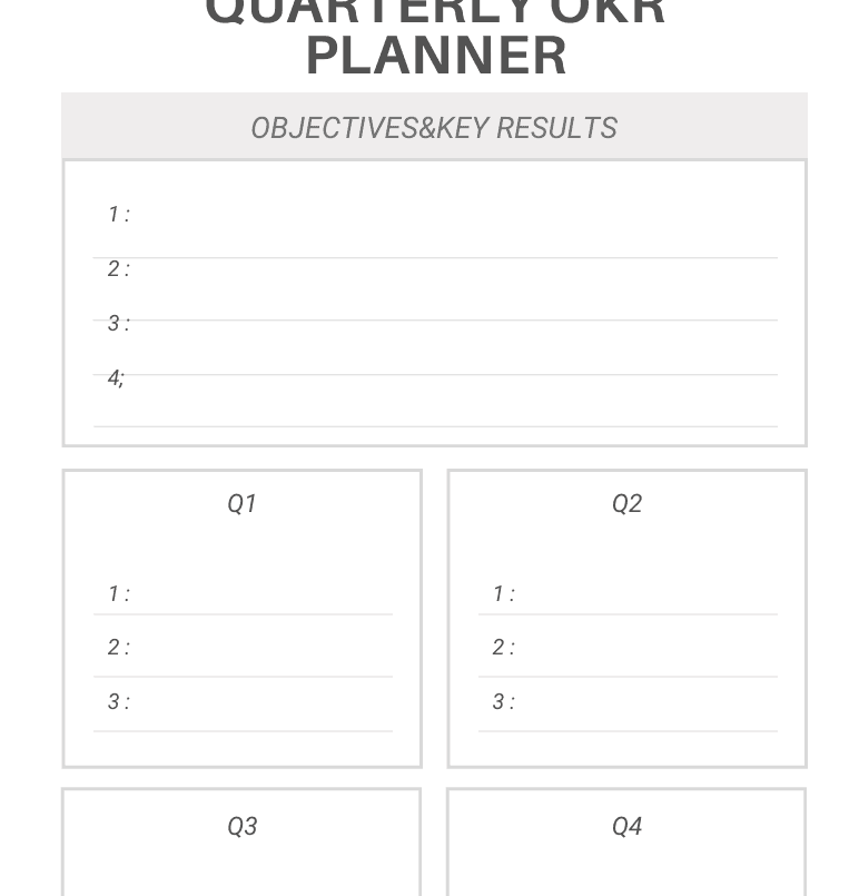 Quarterly OKR Planner