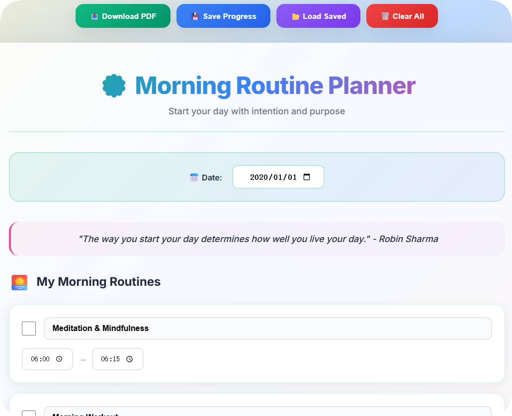 Morning Routine Planner