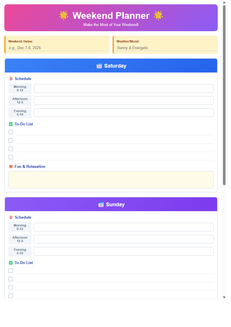 Weekend Planner